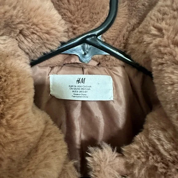 H&M Kids Tan Faux Fur Puffer Jacket - Picture 3 of 3